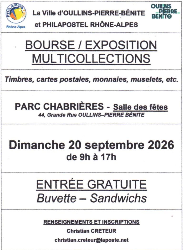 Bourse Exposition Multicollections Oullins 20 septembre 2026